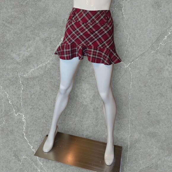 TRACY EVANS Plaid & Ruffled Mini Skirt sz small - Picture 8 of 9